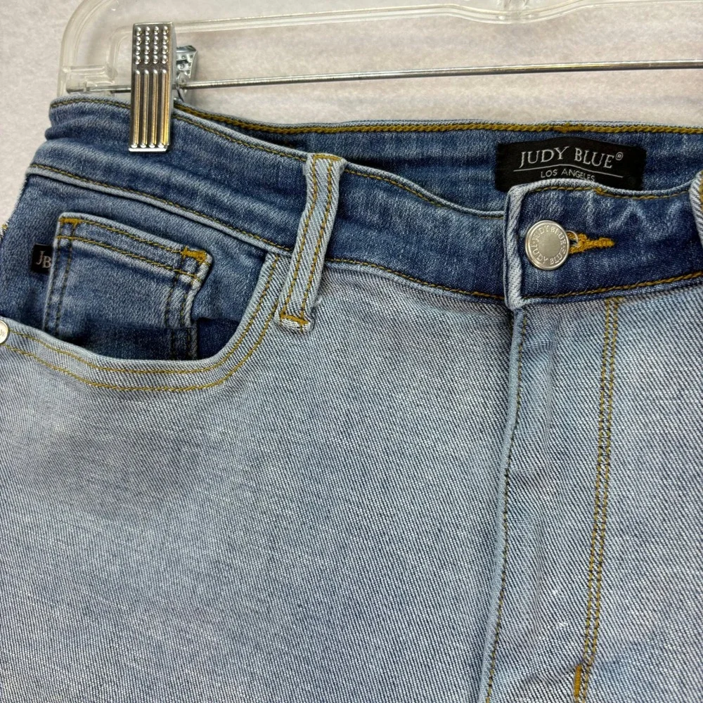 Judy Blue Women's‎ Sz Large Two-Tone Wash High Rise Denim Shorts Casual Summer